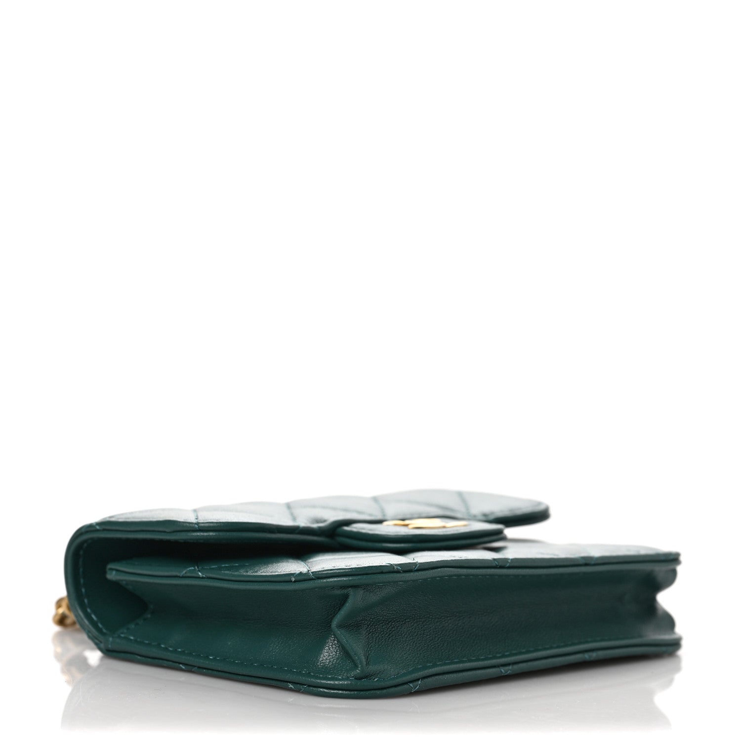 Chanel Lambskin Quilted Top Handle Flap Coin Purse With Chain Green 4 of 11