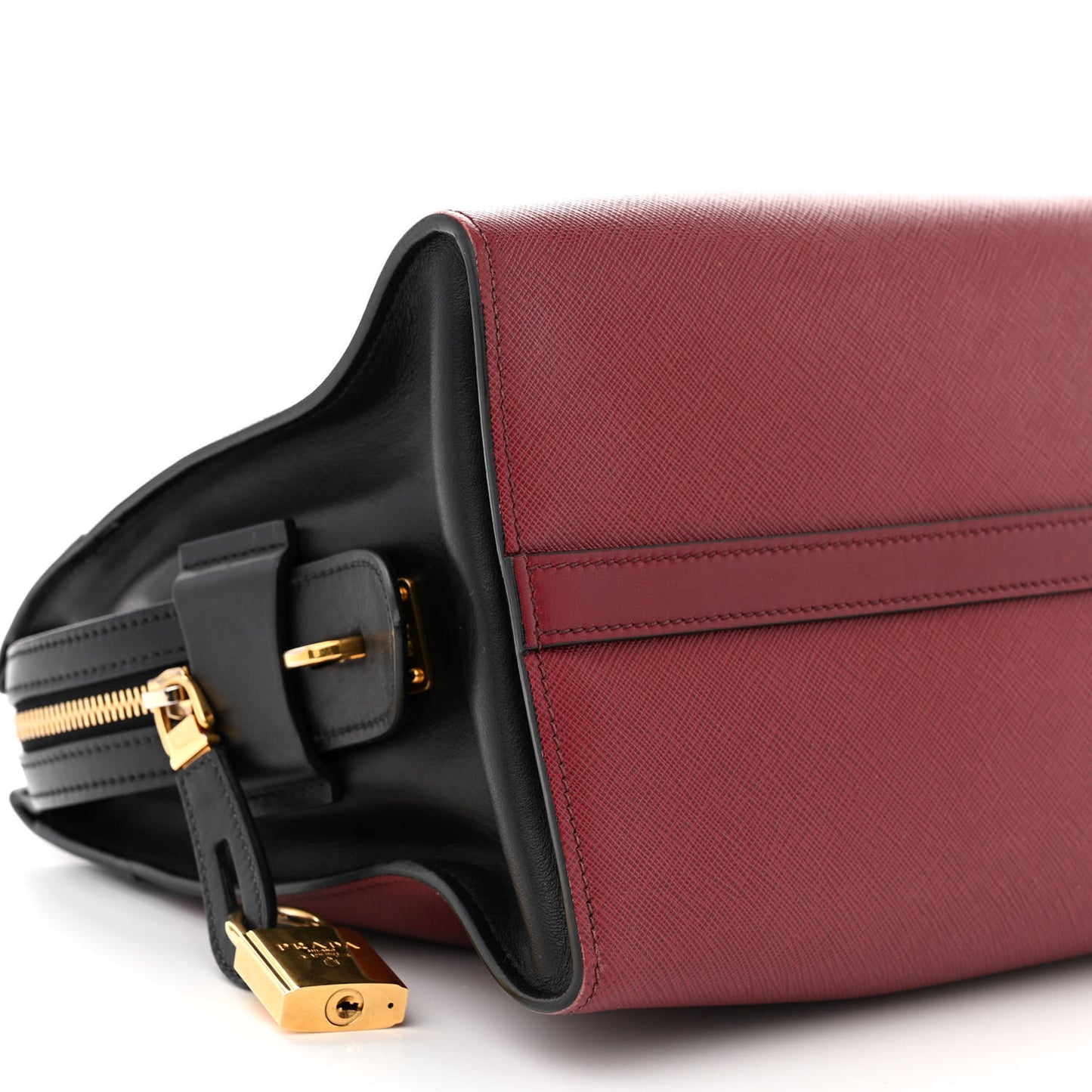 Saffiano City Calfskin Medium Esplanade Red Black