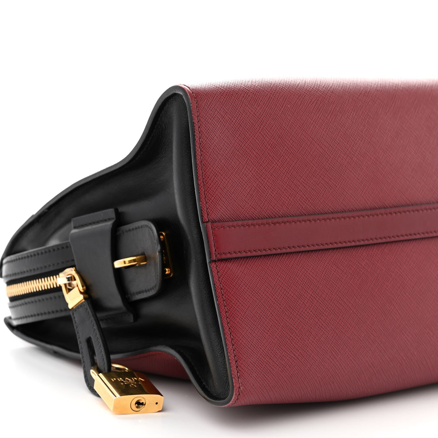 Prada Saffiano City Calfskin Medium Esplanade Red Black 9 of 13