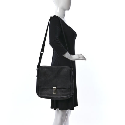 Prada Vitello Daino Flat Flap Messenger Bag Black 2 of 10