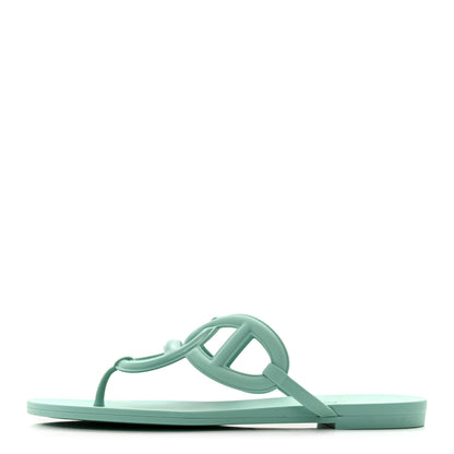 Hermes Rubber Womens Egerie Sandals 39 Vert Embrun 1 of 7