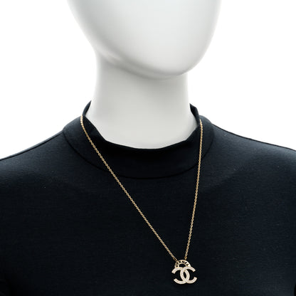 Chanel Crystal CC Cutout Logo Pendant Necklace Gold 2 of 6
