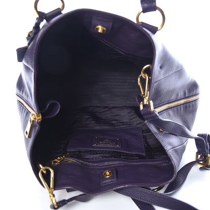 Prada Vitello Daino Side Zip Tote Uva 6 of 10