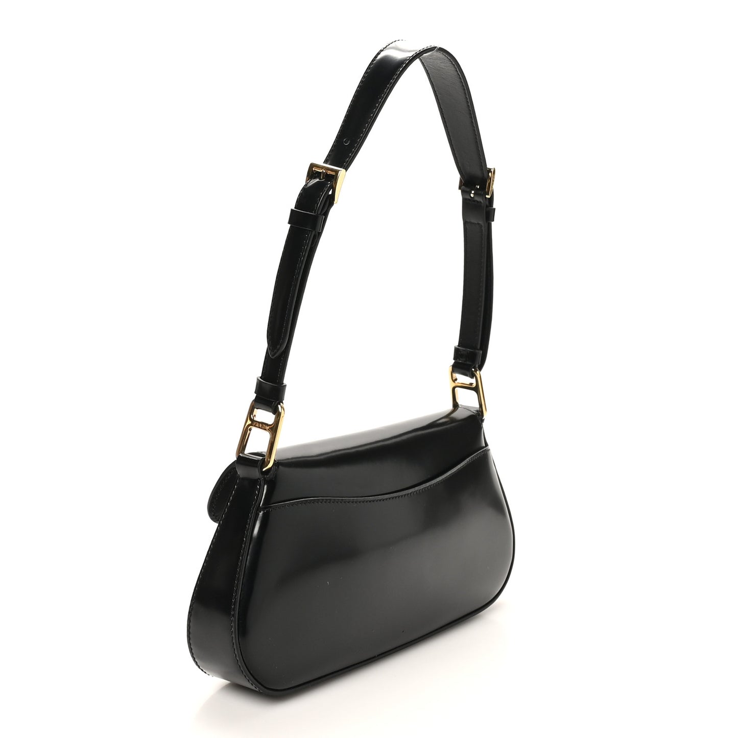 Spazzolato Triangle Flap Shoulder Bag Black