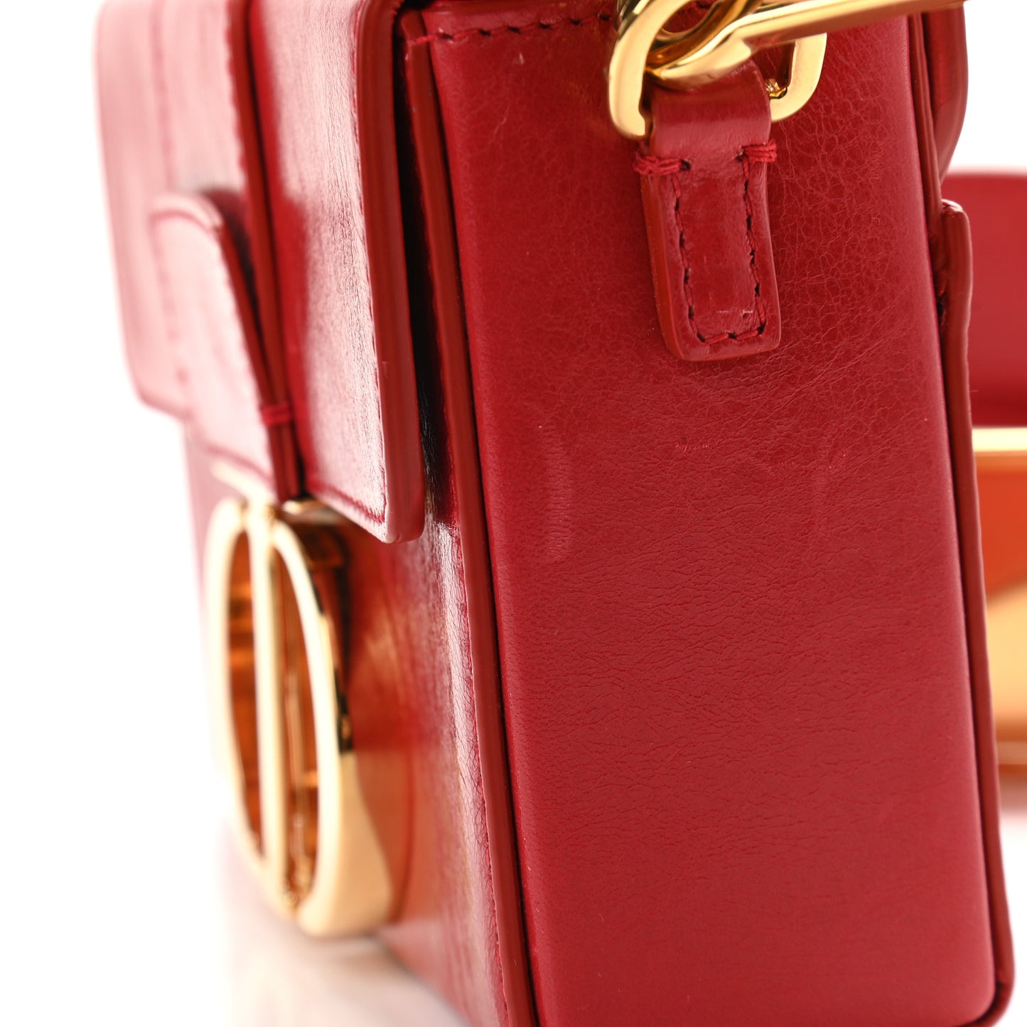Crackled Lambskin 30 Montaigne Box Bag Red