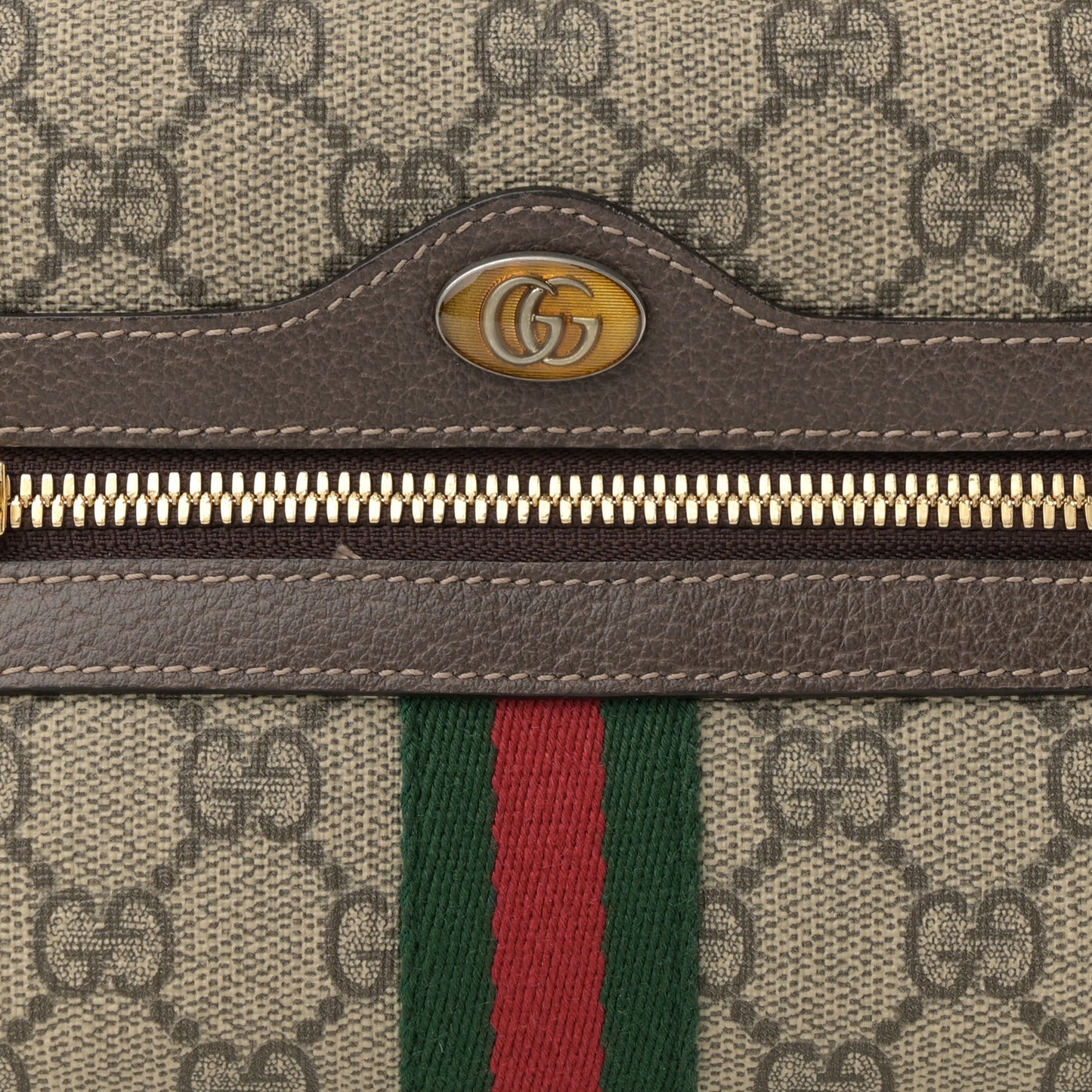 GG Supreme Monogram Web Small Ophidia Belt Bag 85 34 Dark Brown