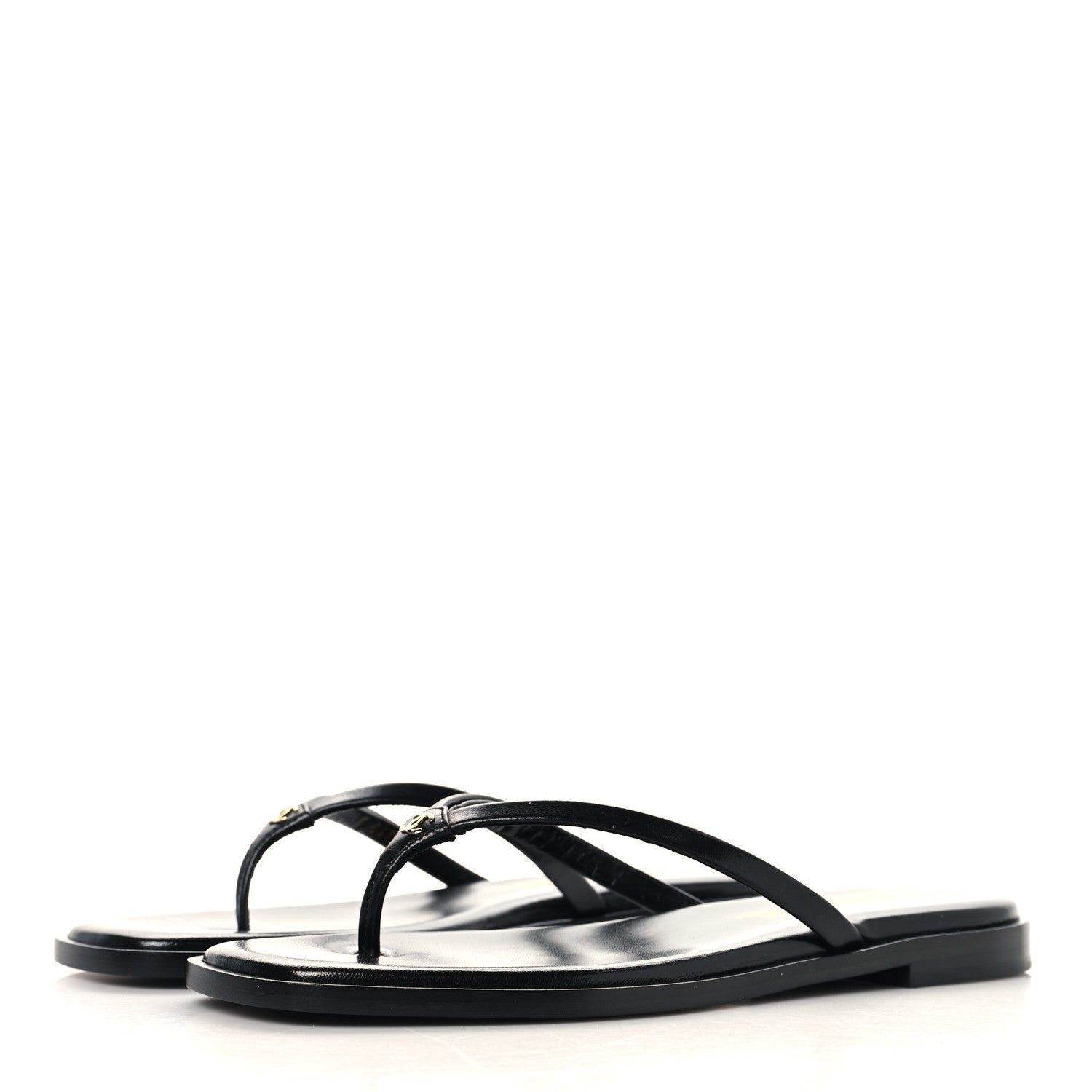 Chanel Goatskin Times Square Thong Sandals 37 Black 4 of 10