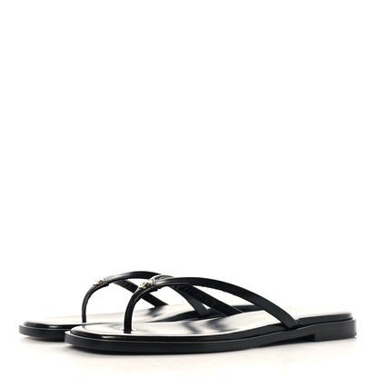 Chanel Goatskin Times Square Thong Sandals 37 Black 4 of 10