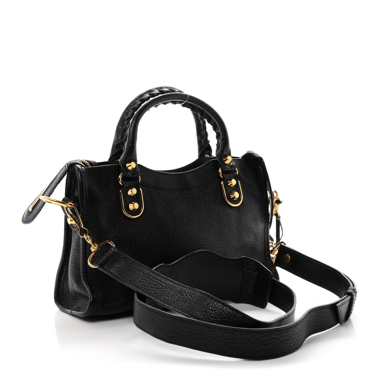 Chevre Gold Metallic Edge Hardware Mini City Black