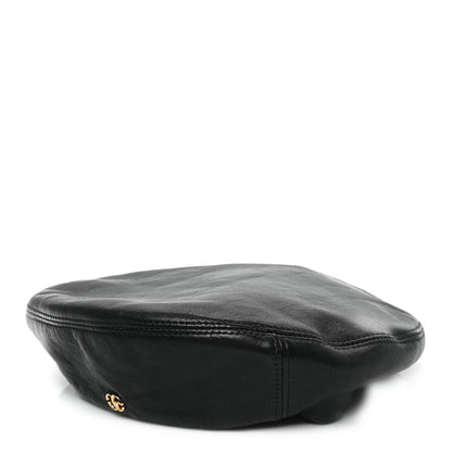 Gucci Lambskin Beret Hat 57 M Black 1 of 8