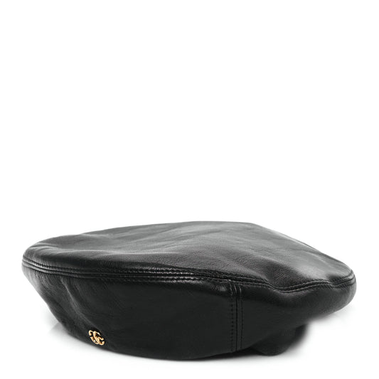 Lambskin Beret Hat 57 M Black