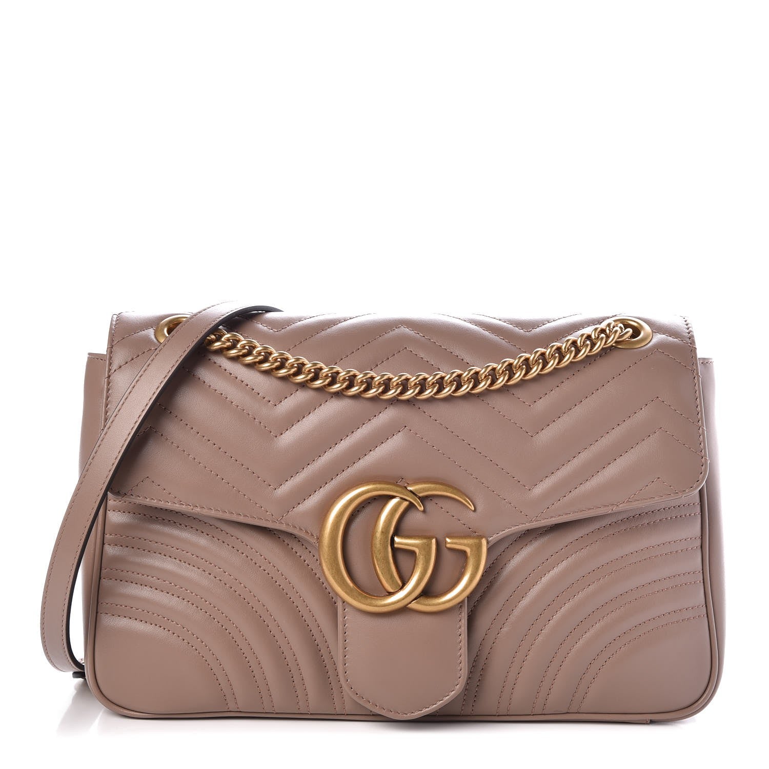 Gucci Calfskin Matelasse Medium GG Marmont Shoulder Bag Porcelain Rose 1 of 7