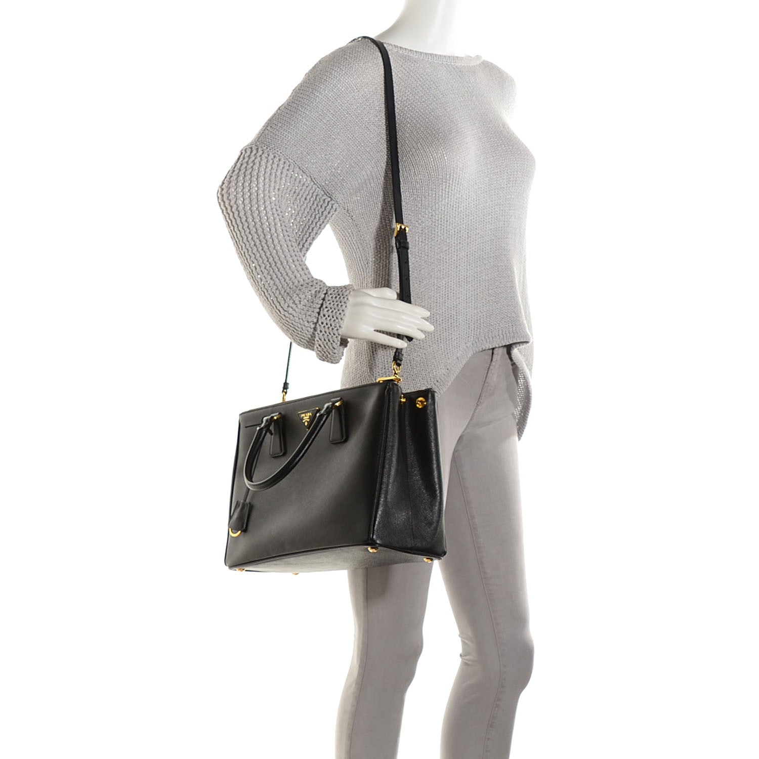 Prada Saffiano Lux Medium Double Zip Tote Nero Black 2 of 11