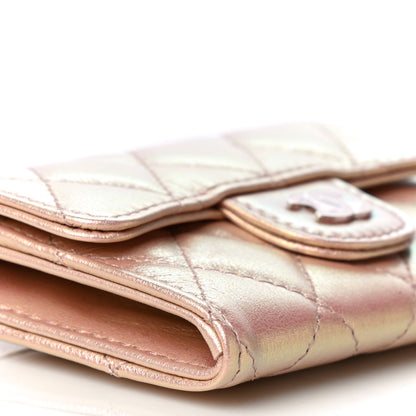 Chanel Iridescent Calfskin Quilted Flap Card Holder Wallet Pink 10 of 18