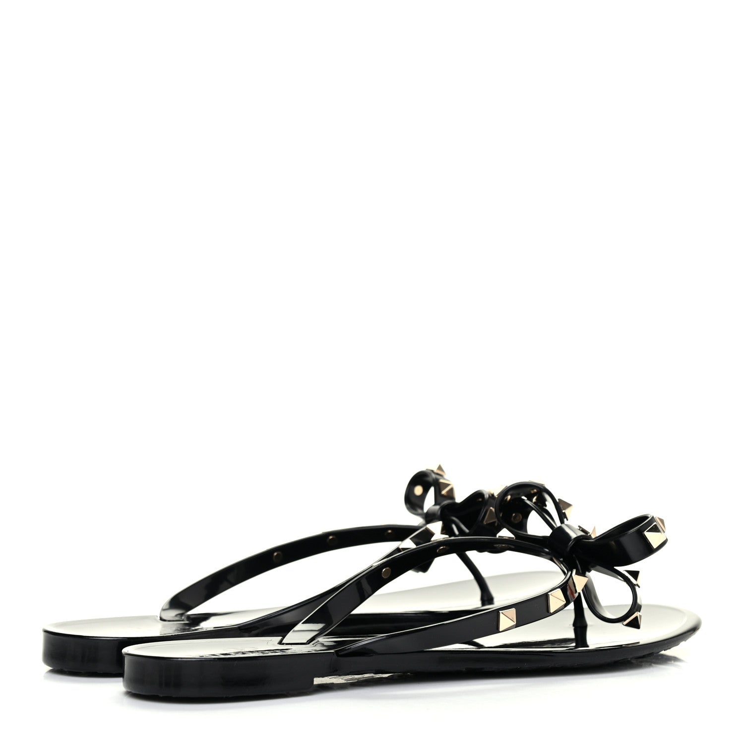 Valentino Garavani PVC Jelly Rockstud Bow Thong Sandals 40 Black 4 of 12