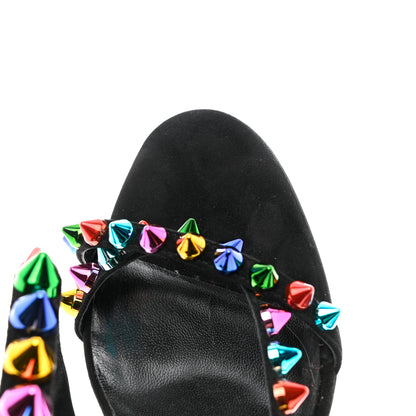 Christian Louboutin Suede Spikita 100 Sandals 39.5 Black Multicolor 8 of 9