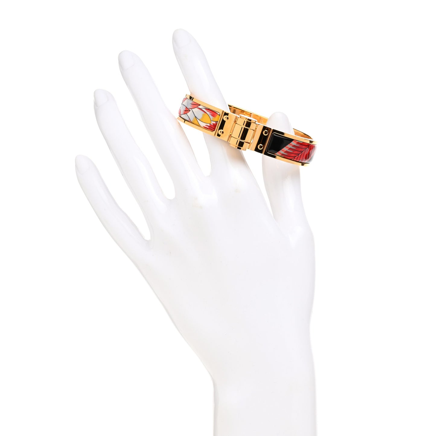 Enamel Printed Narrow Charniere Savana Dance Hinged Bracelet S Futurisme