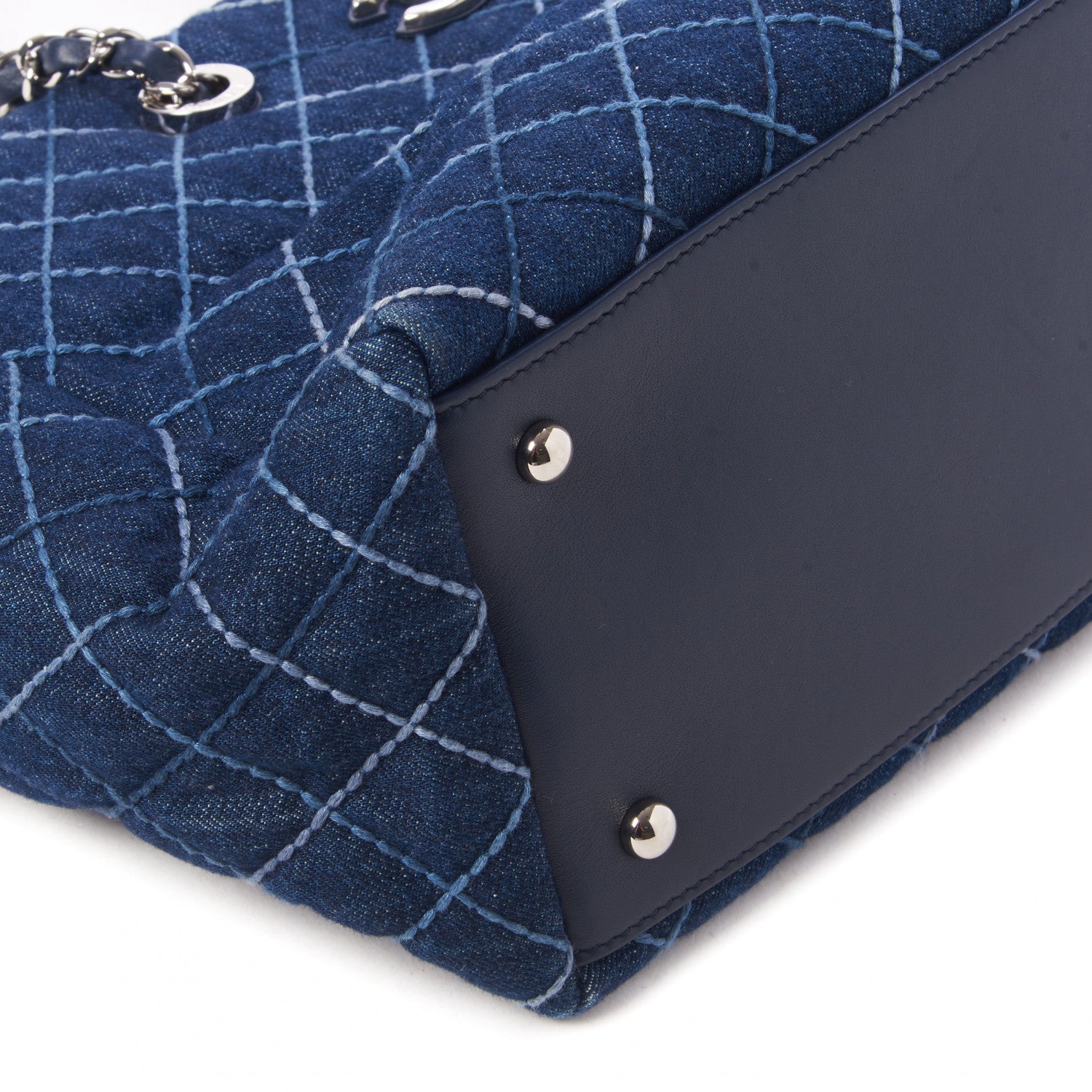 Chanel Denim Quilted Medium Coco Handle Shopping Tote Blue 6 of 10