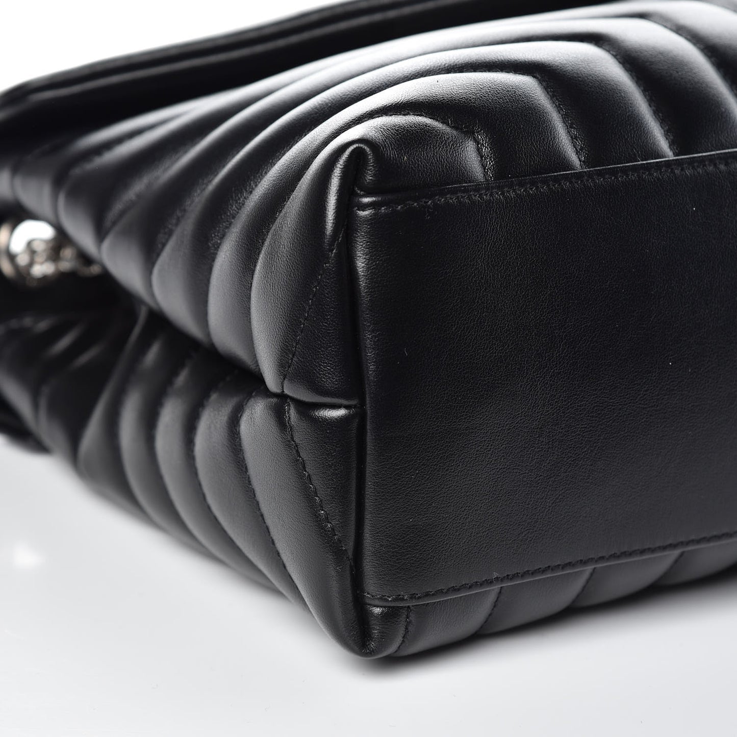 Calfskin Y Quilted Monogram Medium Loulou Chain Satchel Black