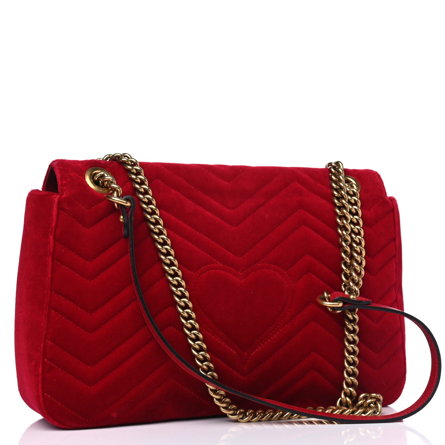 Velvet Matelasse Medium GG Marmont Shoulder Bag Hibiscus Red