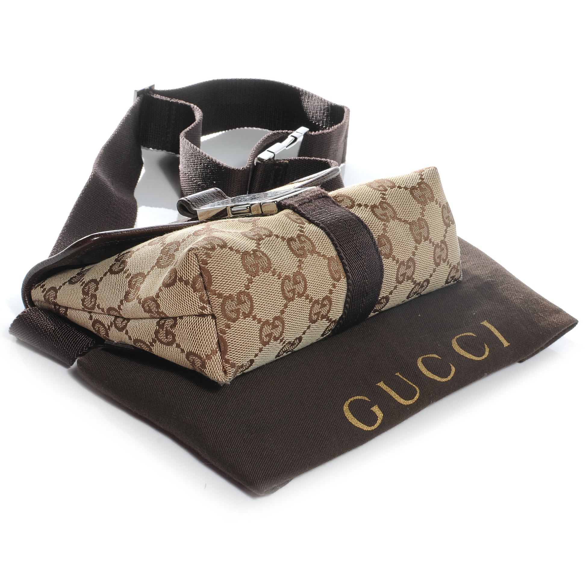 Gucci GG Monogram Buckle Belt Bag Dark Brown 4 of 7