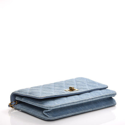 Chanel Denim Quilted Reissue Wallet On Chain WOC Blue 4 of 10