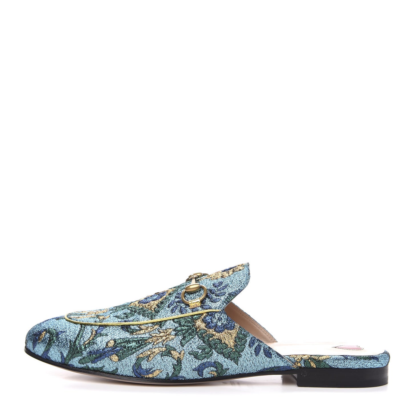 Iridescent Brocade Womens Princetown Slippers 38.5 Azure Multicolor Oro