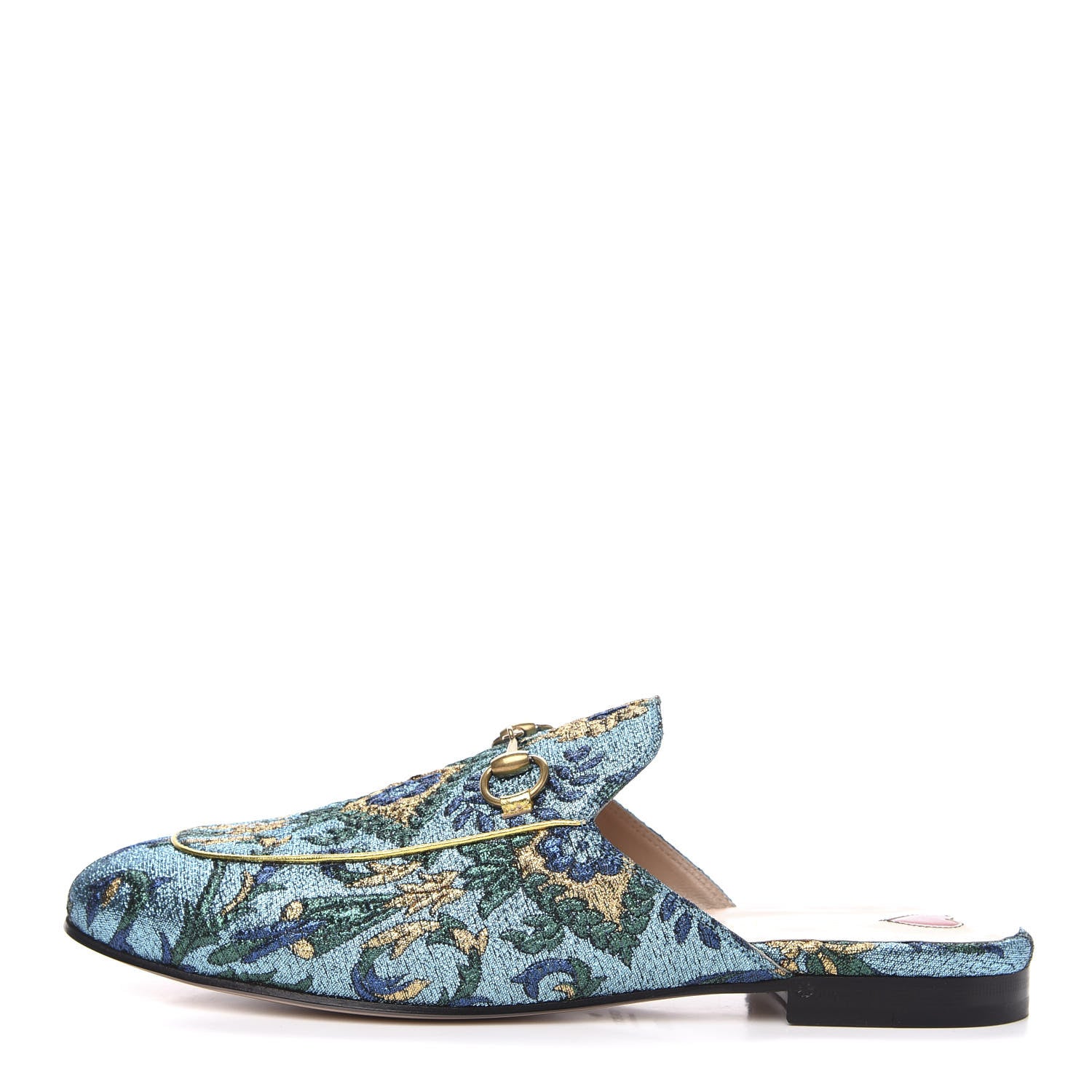 Gucci Iridescent Brocade Womens Princetown Slippers 38.5 Azure Multicolor Oro 1 of 9