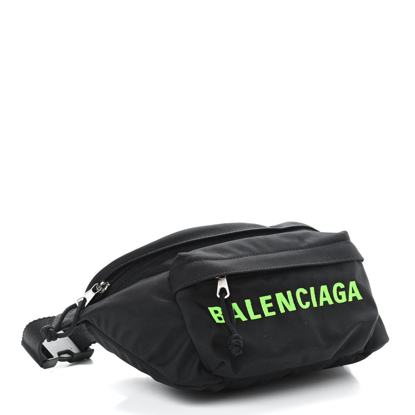 Recycled Sport Nylon Logo Embroidered Wheel Beltpack Black Green Fluo