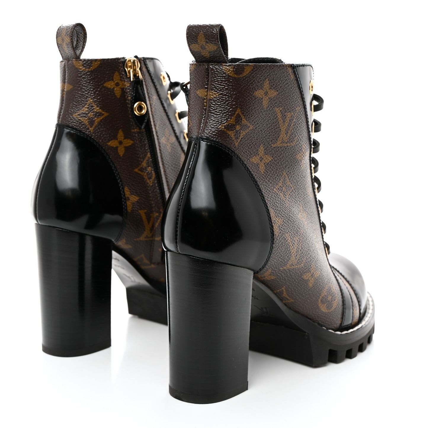 Patent Calfskin Monogram Star Trail Ankle Boots 37.5 Black