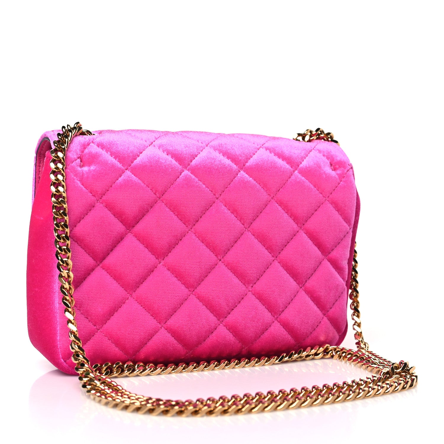 Versace Velvet Quilted Medusa Chain Crossbody Pink 3 of 8
