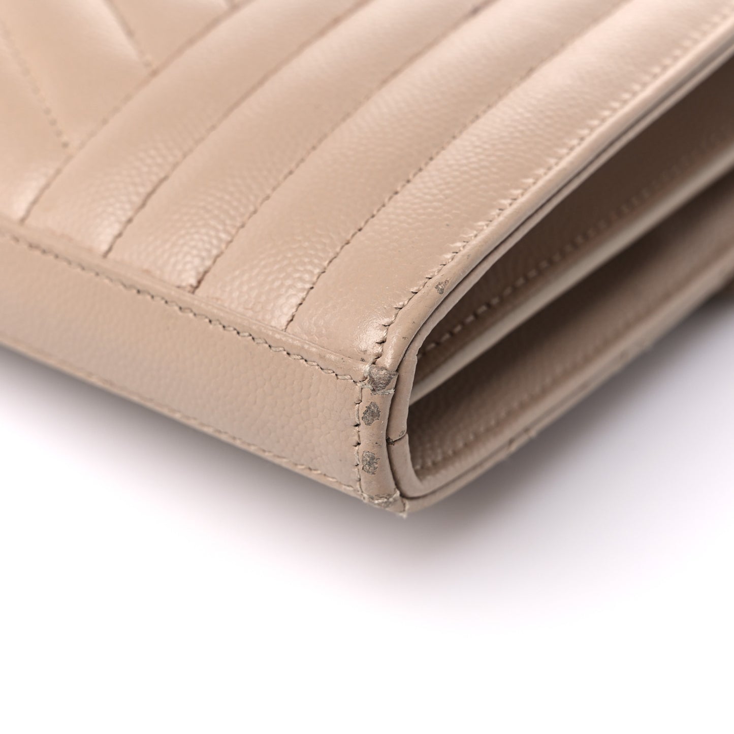 Grain De Poudre Mixed Matelasse Triquilt Monogram Chain Wallet Dark Beige
