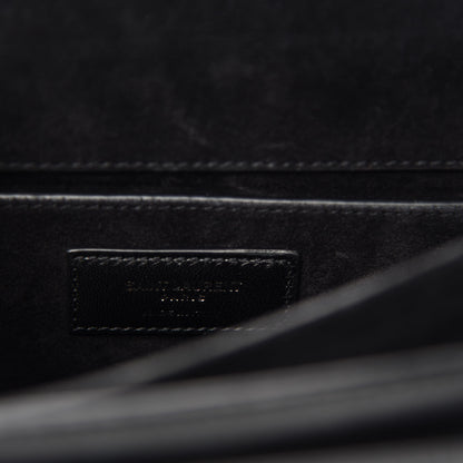 Saint Laurent Calfskin Medium Monogram Sunset Shoulder Bag With Braided Strap Black 10 of 12