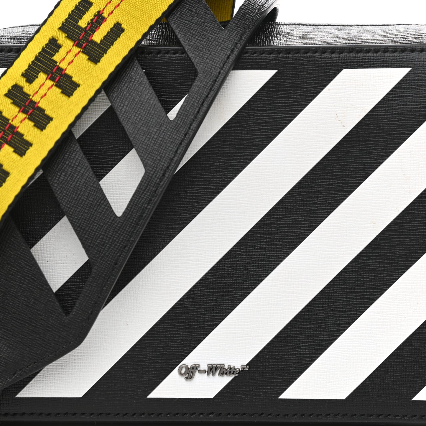Calfskin Diag Striped Belt Bag Crossbody Black White