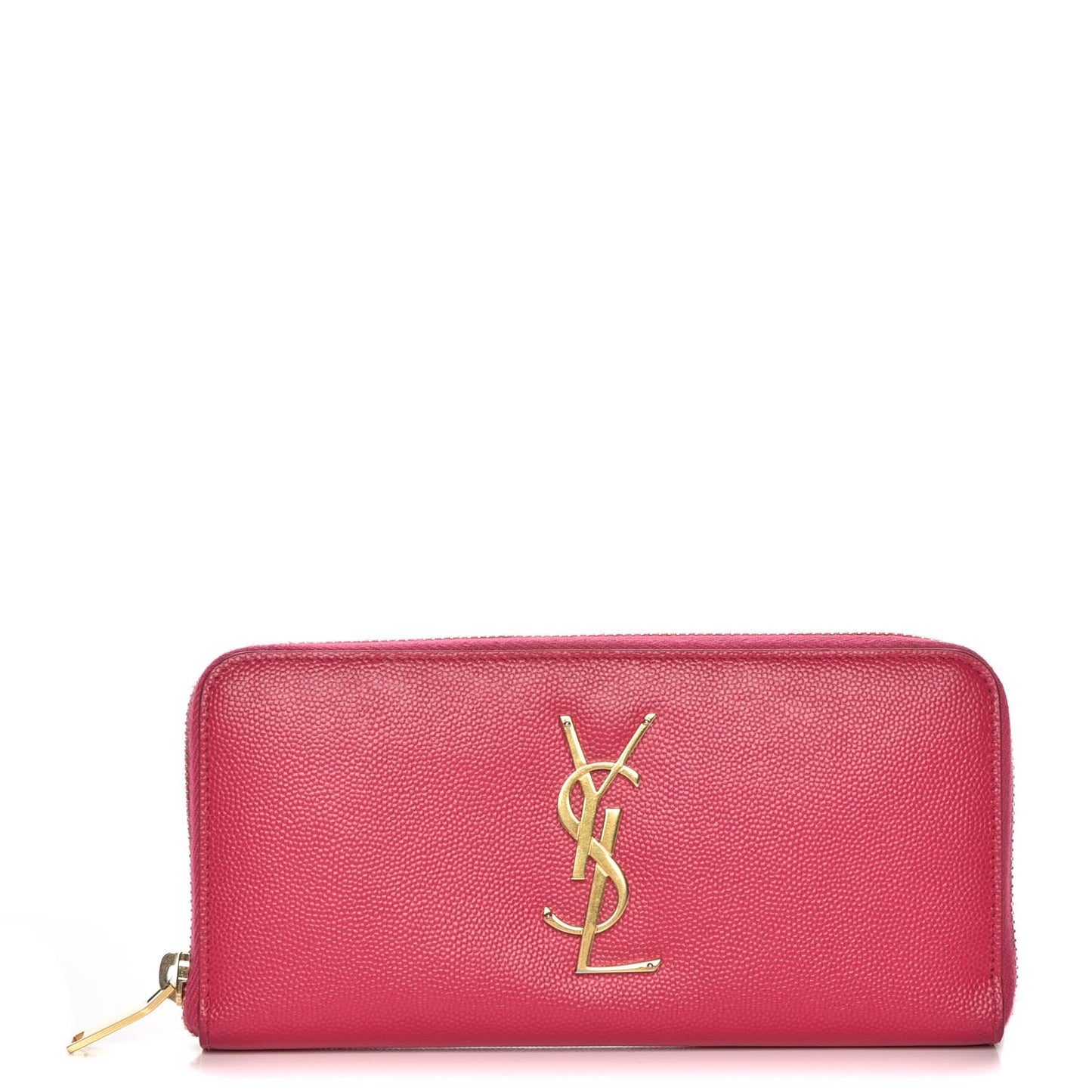 Grain De Poudre Monogram Zip Around Wallet Lipstick Fuchsia