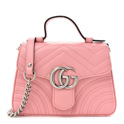 Gucci Calfskin Matelasse Mini GG Marmont Top Handle Shoulder Bag Wild Rose 1 of 14