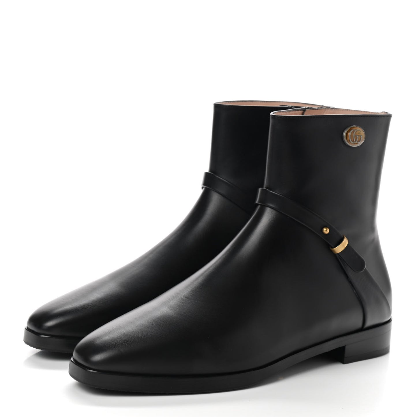 Calfskin Womens GG Ankle Boots 37.5 Black