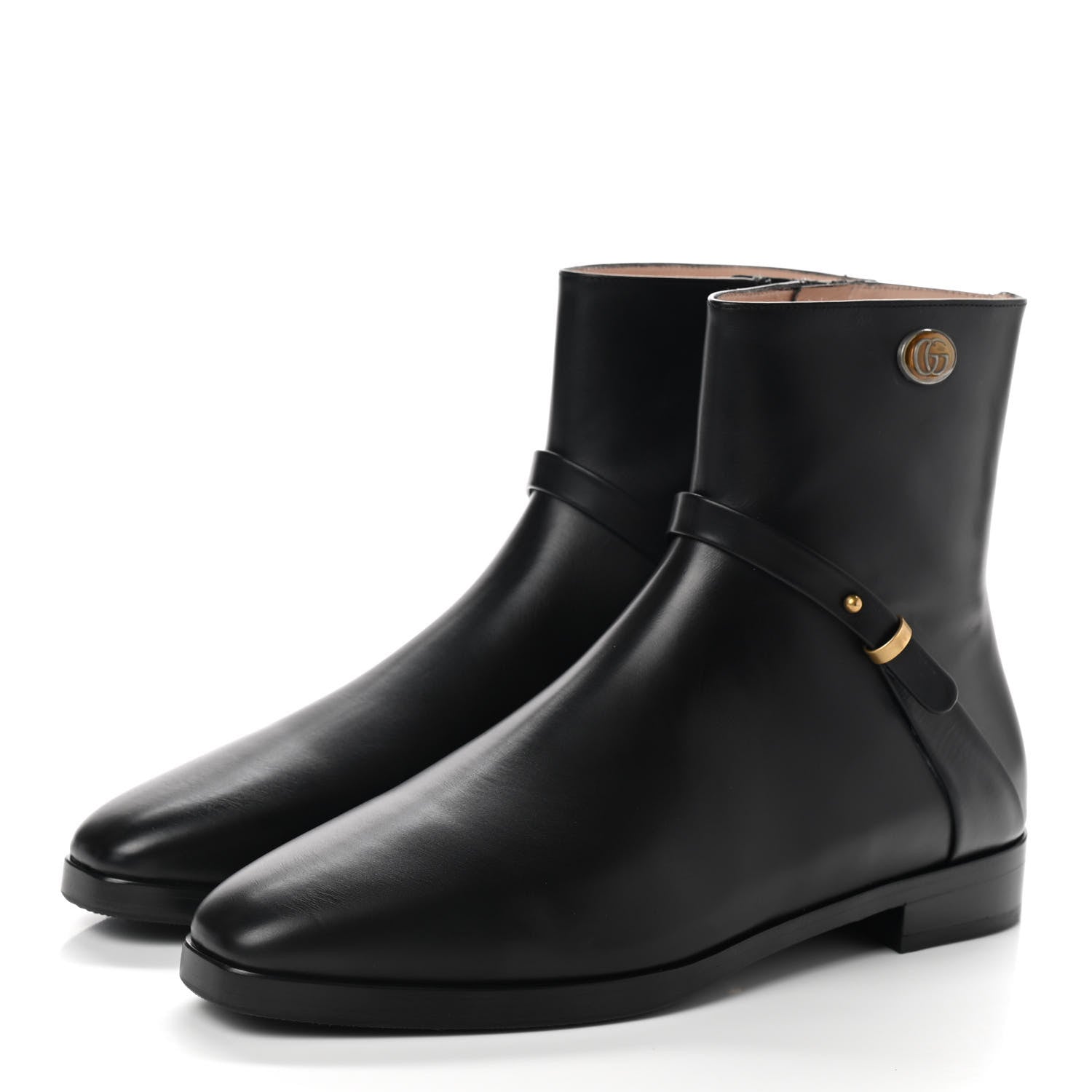 Gucci Calfskin Womens GG Ankle Boots 37.5 Black 3 of 8