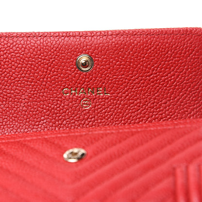 Chanel Caviar Chevron Quilted Boy Flap Card Holder Red 6 of 9
