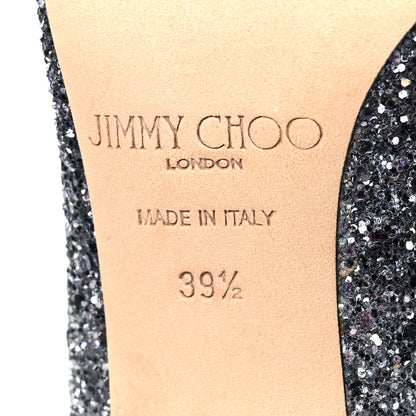 Jimmy Choo Coarse Glitter Degrade Pointy Toe Romy 100 Pumps 39.5 Navy Silver 6 of 7