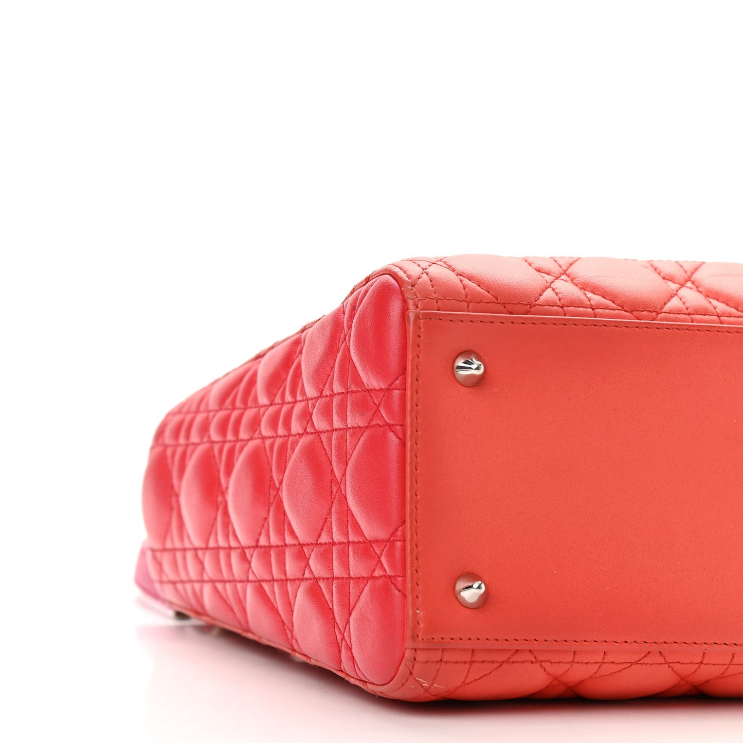 Lambskin Cannage Medium Bi-Color Lady Dior Orange Fuchsia
