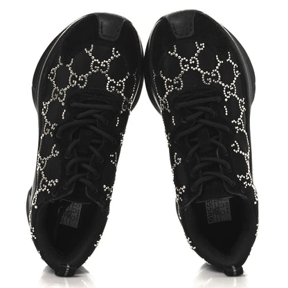 Gucci Tela Retino Mesh Crystal Suede GG Monogram Womens Gucci Run Sneakers 36.5 Black Silver 2 of 11