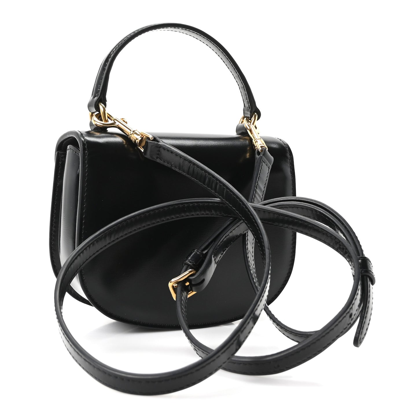 Shiny Calfskin Triomphe Mini Besace Clea Black