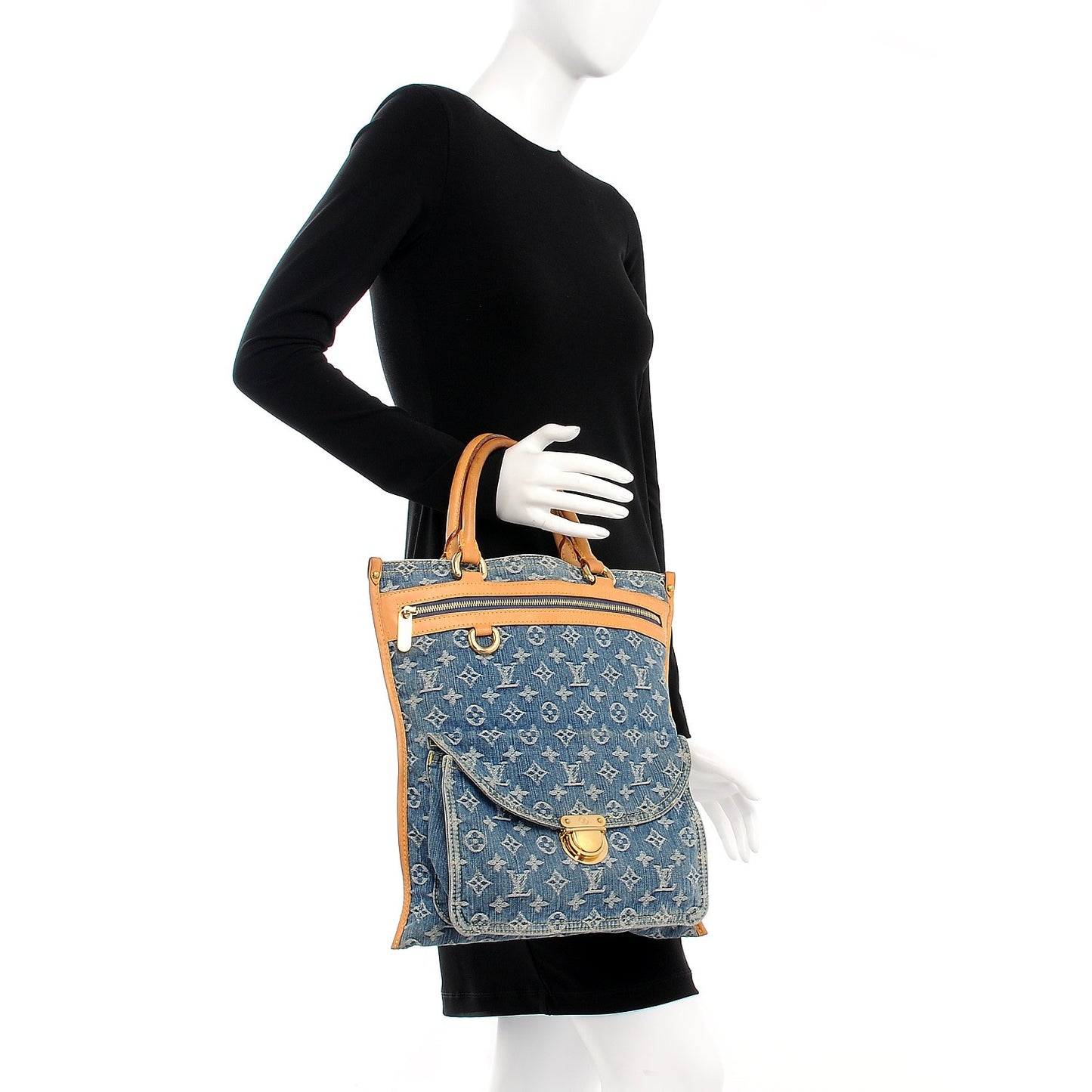 Monogram Denim Sac Plat Blue