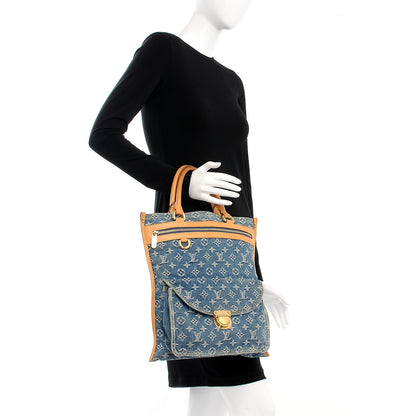 Louis Vuitton Monogram Denim Sac Plat Blue 2 of 8