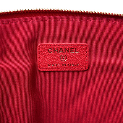 Chanel Caviar Chevron Quilted Large Cosmetic Case Red 7 of 11