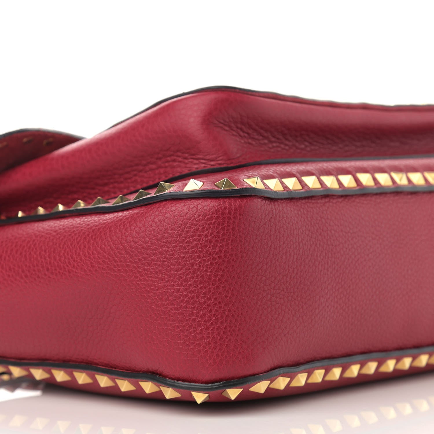 Valentino Garavani Pebbled Calfskin Rockstud Shoulder Bag Red 9 of 10