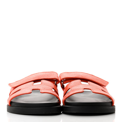 Hermes Lizard Womens Chypre Sandals 36 Orange Synthetique 2 of 10
