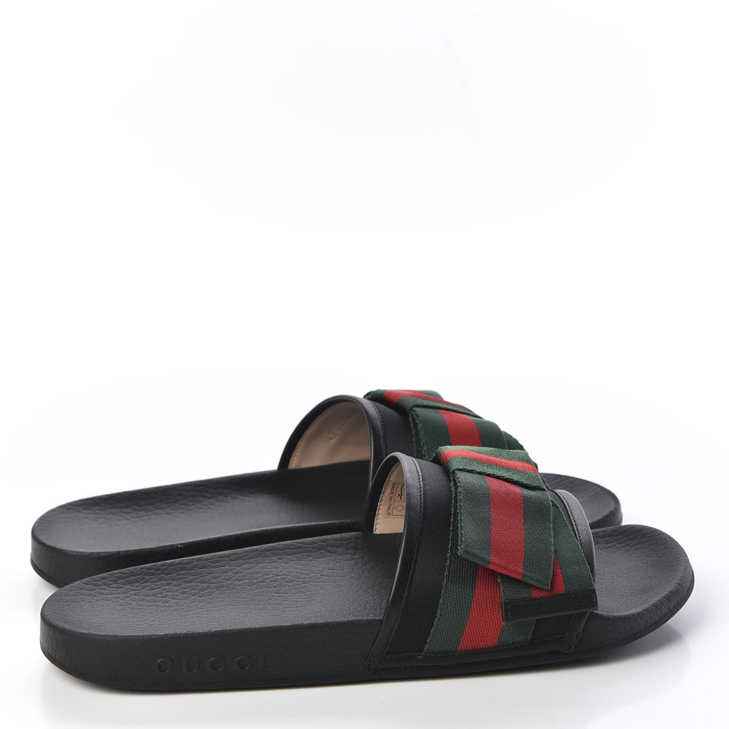 Gucci Satin Web Bow Slide Sandals 41 Black 4 of 9