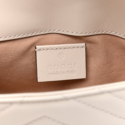 Gucci Calfskin Matelasse Super Mini GG Marmont Shoulder Bag White 5 of 6